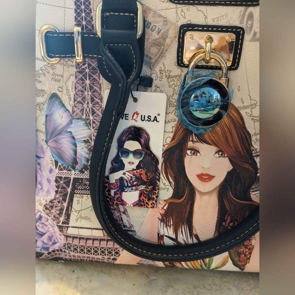 Illustration Multi Pocket Padlock Picture Tote - Picture 2 of 7